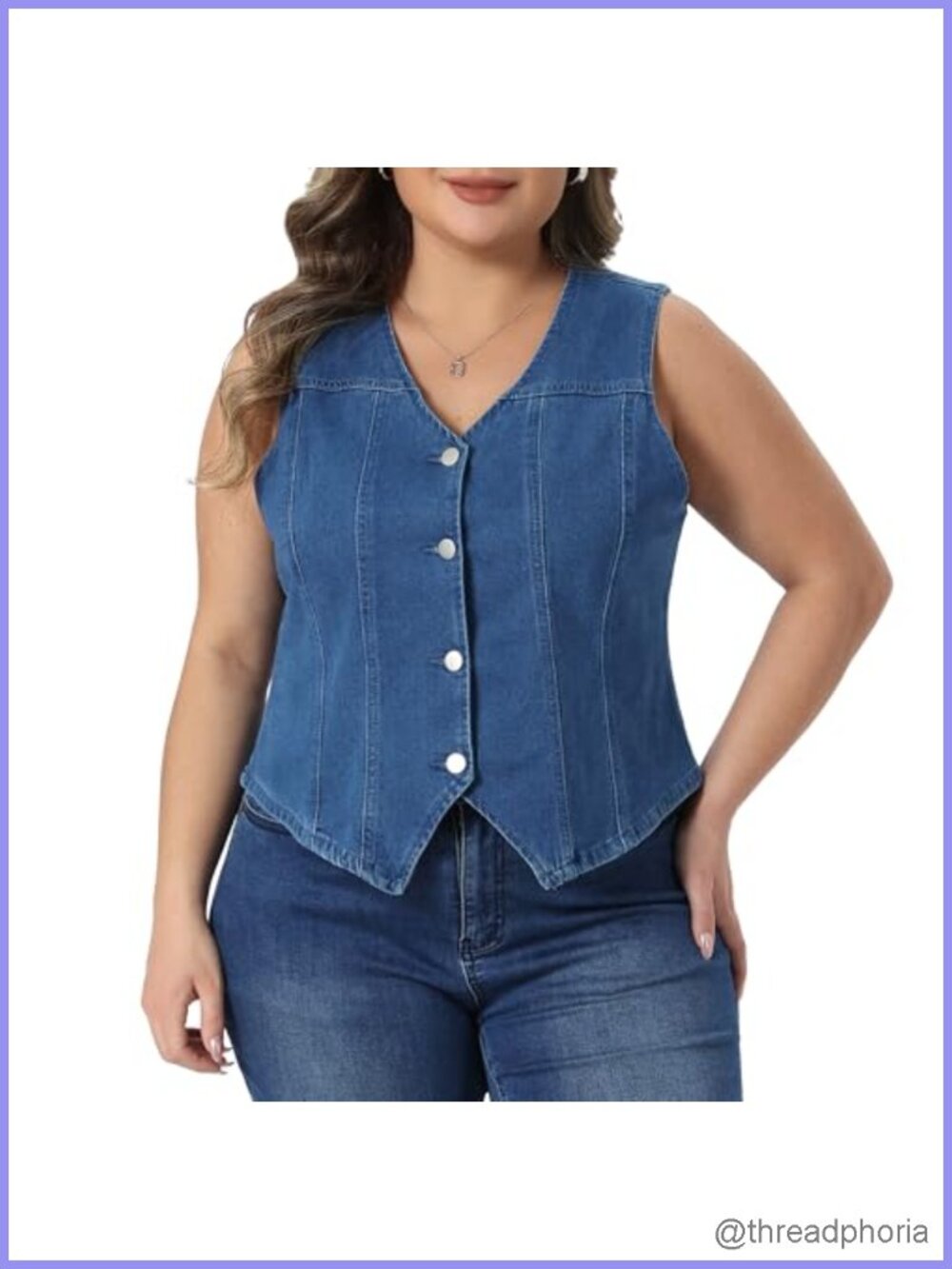 Women's Plus Size Denim Vest Sleeveless Button Down Casual Jean Waistcoat